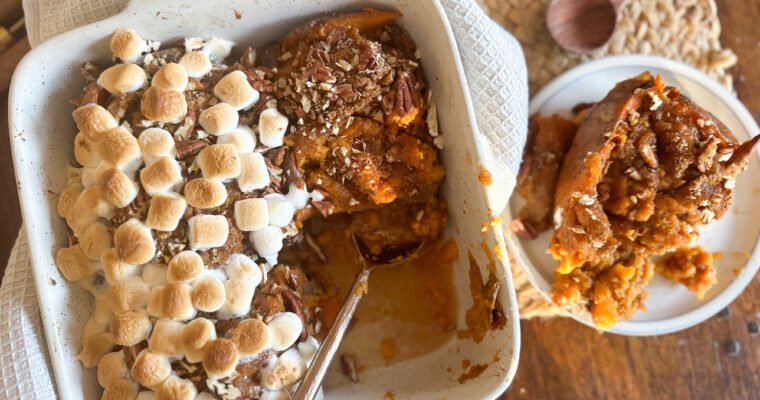 Holiday Spice Twice Baked Sweet Potato Casserole