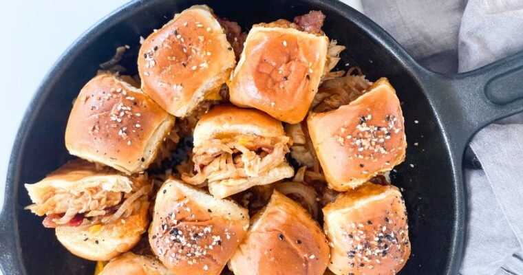 Favorite Smothered Barbecue Chicken Sliders (crockpot)