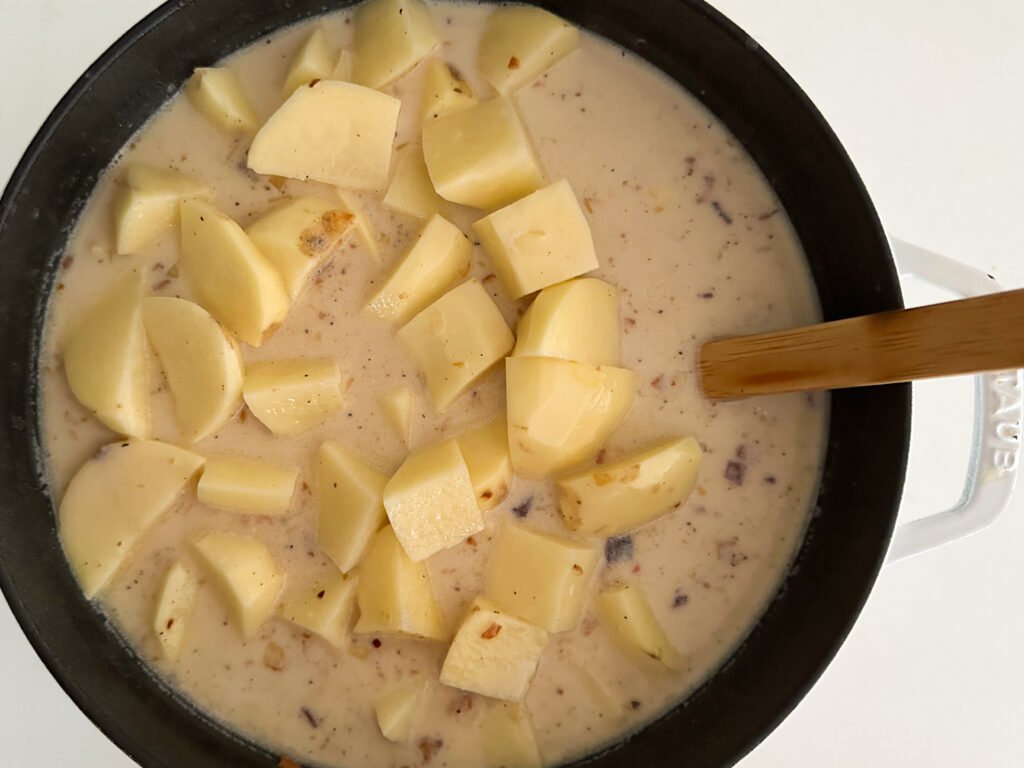 Big chunks of potatoes in the soup