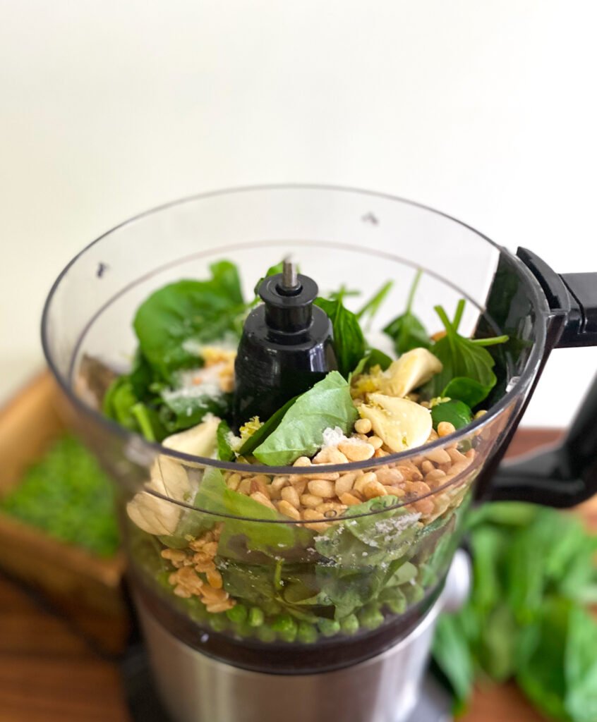 Pan Seared Salmon & Pea Basil Pesto