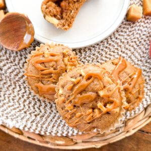 Sticky Stuffed Caramel Apple Muffins