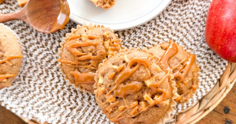 Sticky Stuffed Caramel Apple Muffins