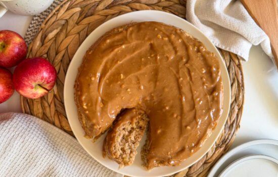 Breakfast Apple Cake with Crunchy Peanut Butter Frosting