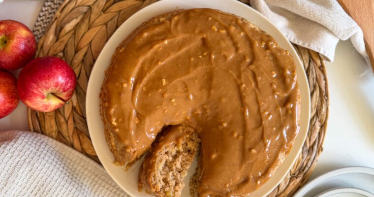 Breakfast Apple Cake with Crunchy Peanut Butter Frosting