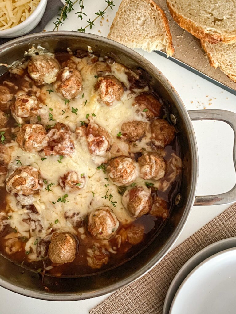 Weeknight French Onion Meatballs