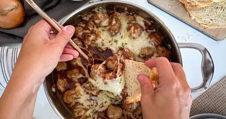 Weeknight French Onion Meatballs