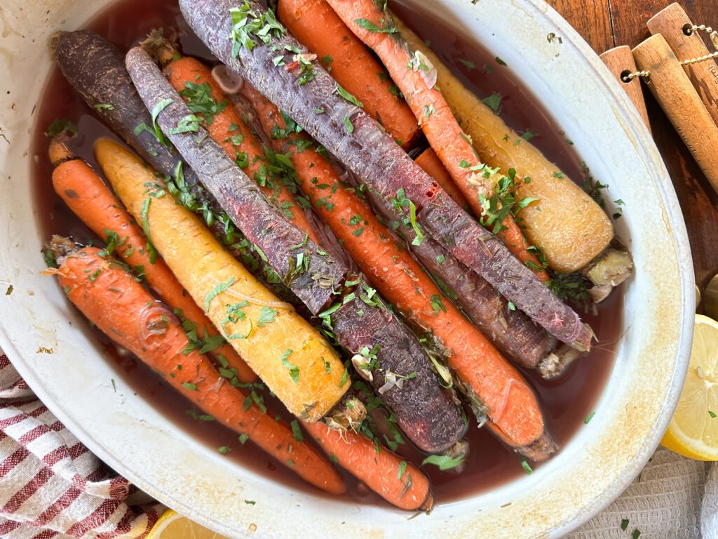 Simple Oven Roasted Ginger Carrots - out of the oven