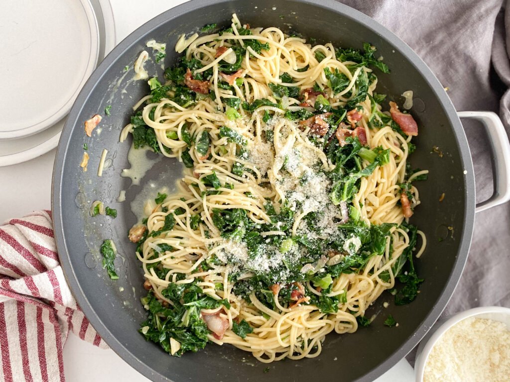Simple Kale spaghetti Carbonara