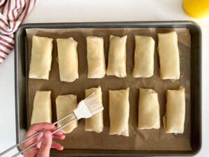 Philly cheesesteak egg rolls. Egg wash.