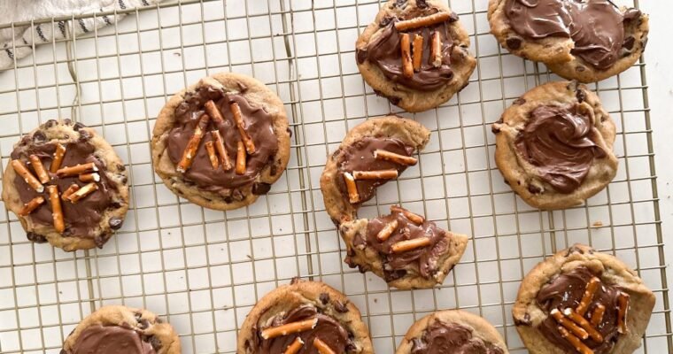Pretzel Nutella Chocolate Chip Cookies (grocery store break-apart cookies hack)