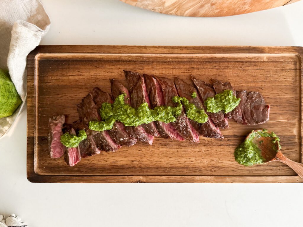 Chimichurri Sauce on Grilled Steak