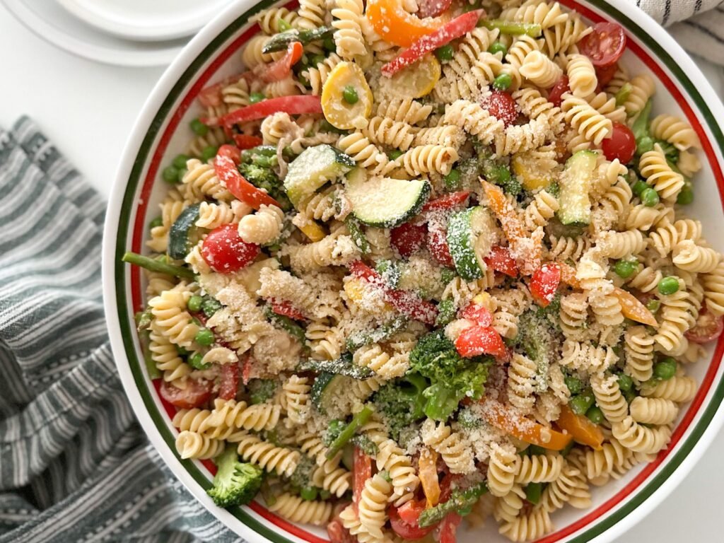 Pasta Primavera with Seared Scallops