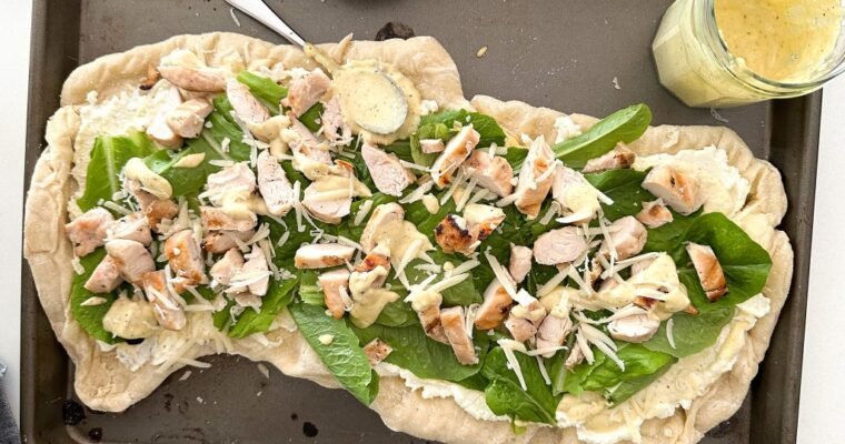 Grilled Chicken Caesar Salad Pizza