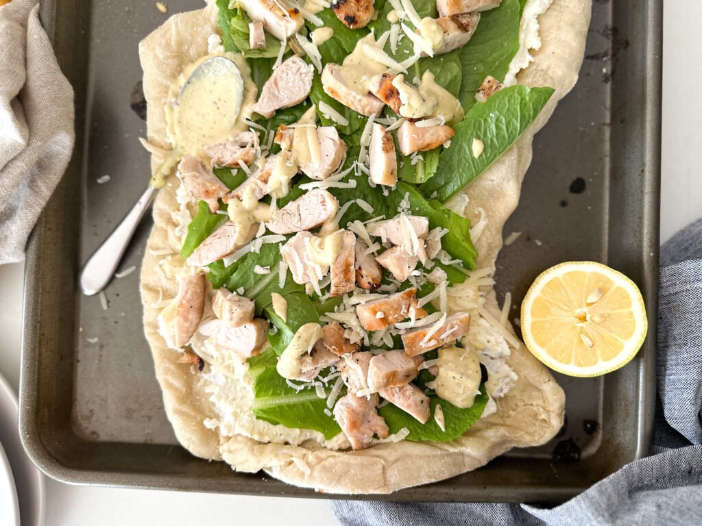 Grilled Chicken Caesar Salad Pizza