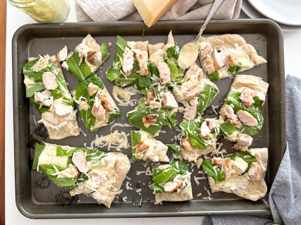 Grilled Chicken Caesar Salad Pizza