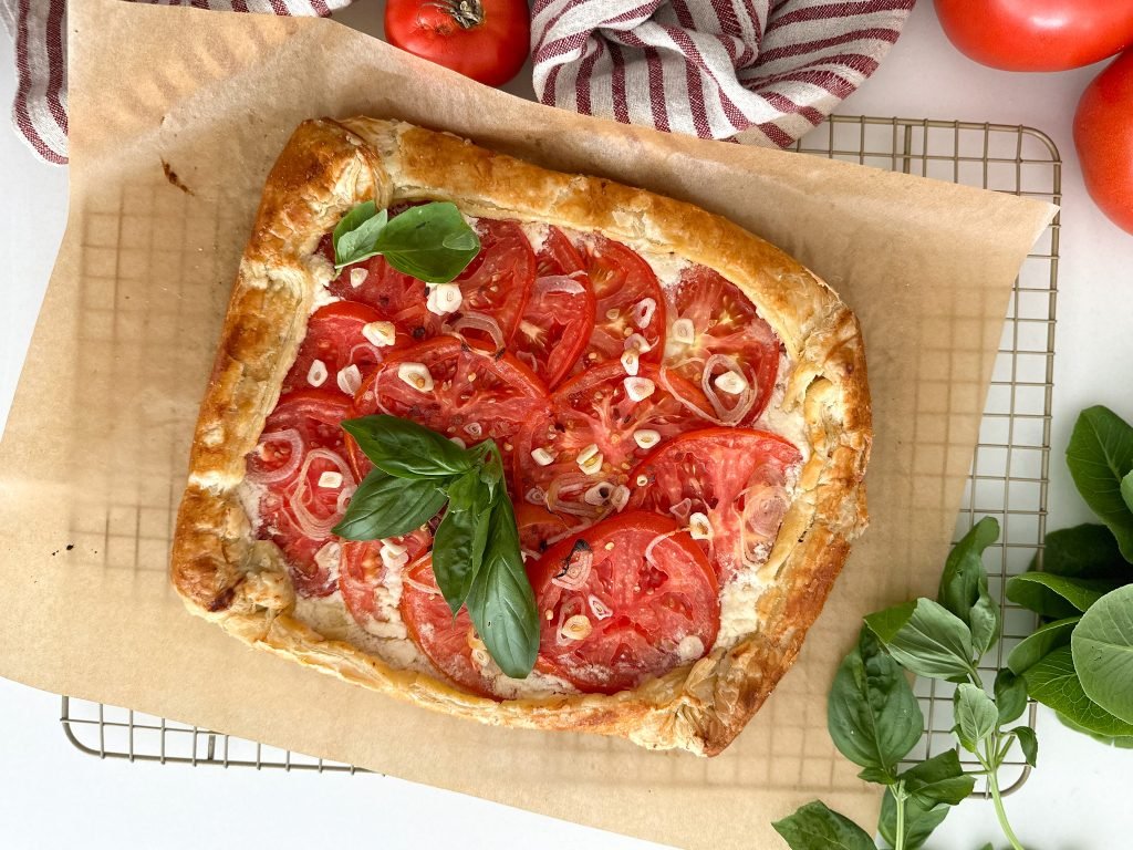Tomato Galette with whipped honey feta