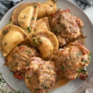 Dijon Chicken with Pierogies