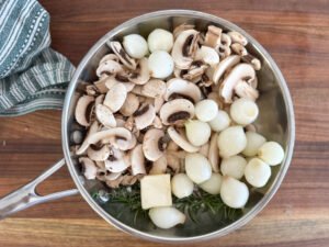 Duxelles for the beef Wellington pot pie