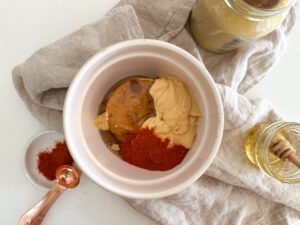 Brown Sugar, Mustard Honey and Smoked Paprika glaze ingredients