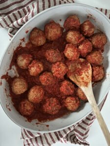 Slow-simmered meatballs