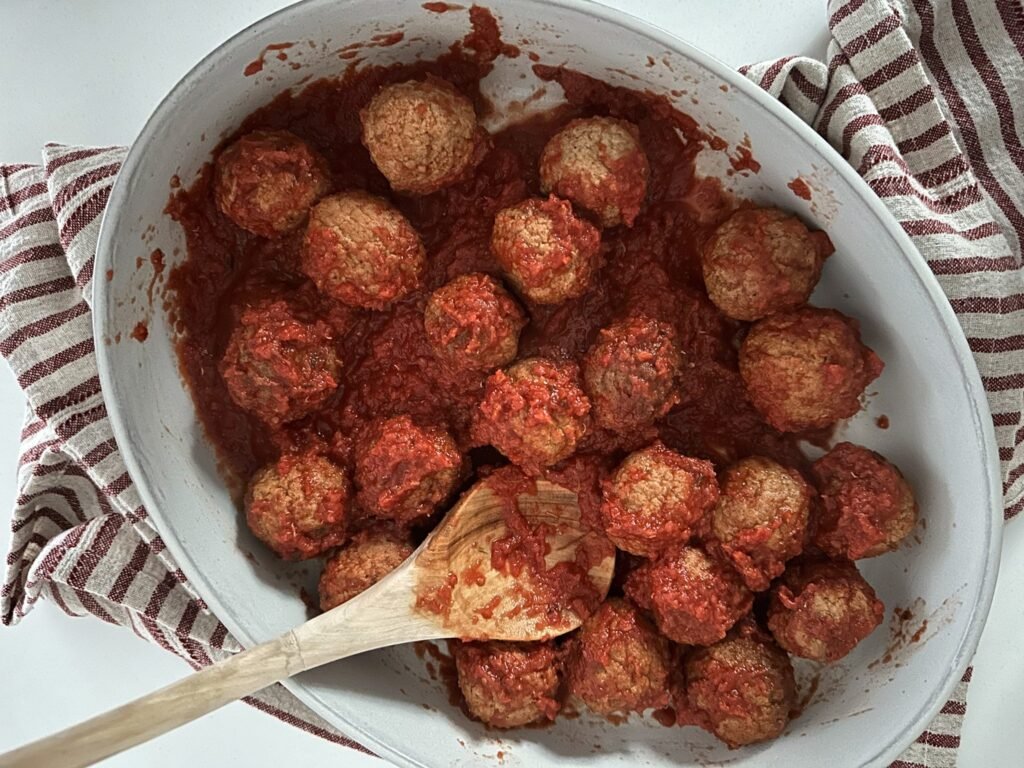 Slow-simmered meatballs