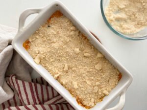Buffalo Chicken Dip with a Parmesan Breadcrumb Crumble