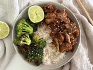 Plated Crispy Beef and Broccoli
