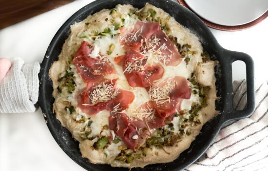 Brussels Sprout and Crispy Prosciutto Pizza