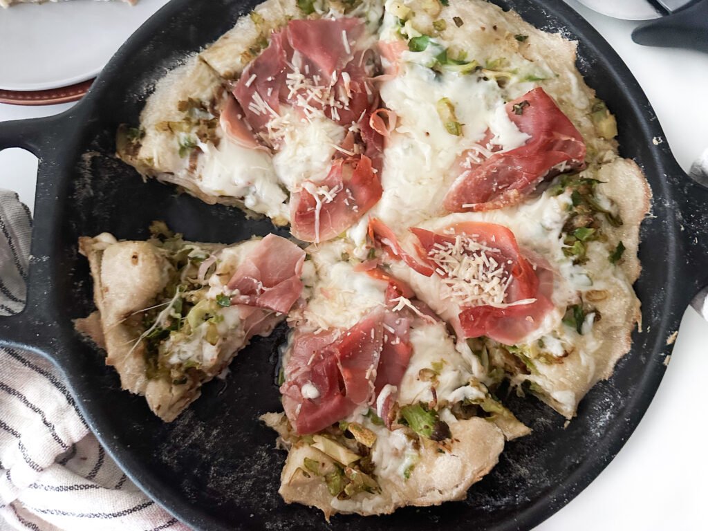 Brussels Sprout and Crispy Prosciutto Pizza - Sliced