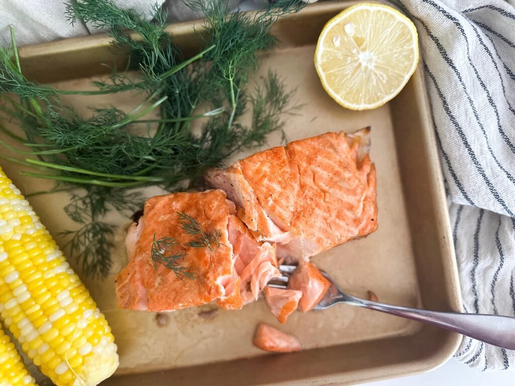 Honey Lemon Grilled Salmon with corn