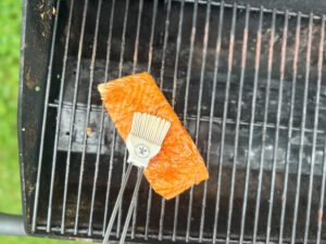 Honey Lemon Grilled Salmon on the grill