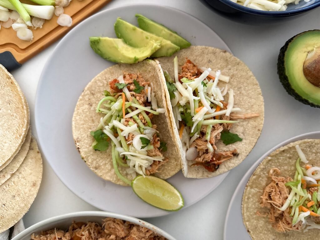 Tacos with Shredded Salsa Chicken 