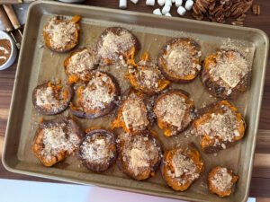 Sheet-Pan Candied Sweet Potatoes - prep with brown sugar