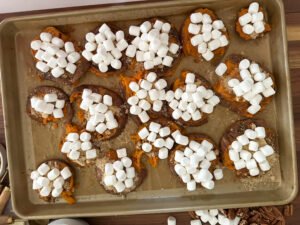 Sheet-Pan Candied Sweet Potatoes - prep with mini marshmallows