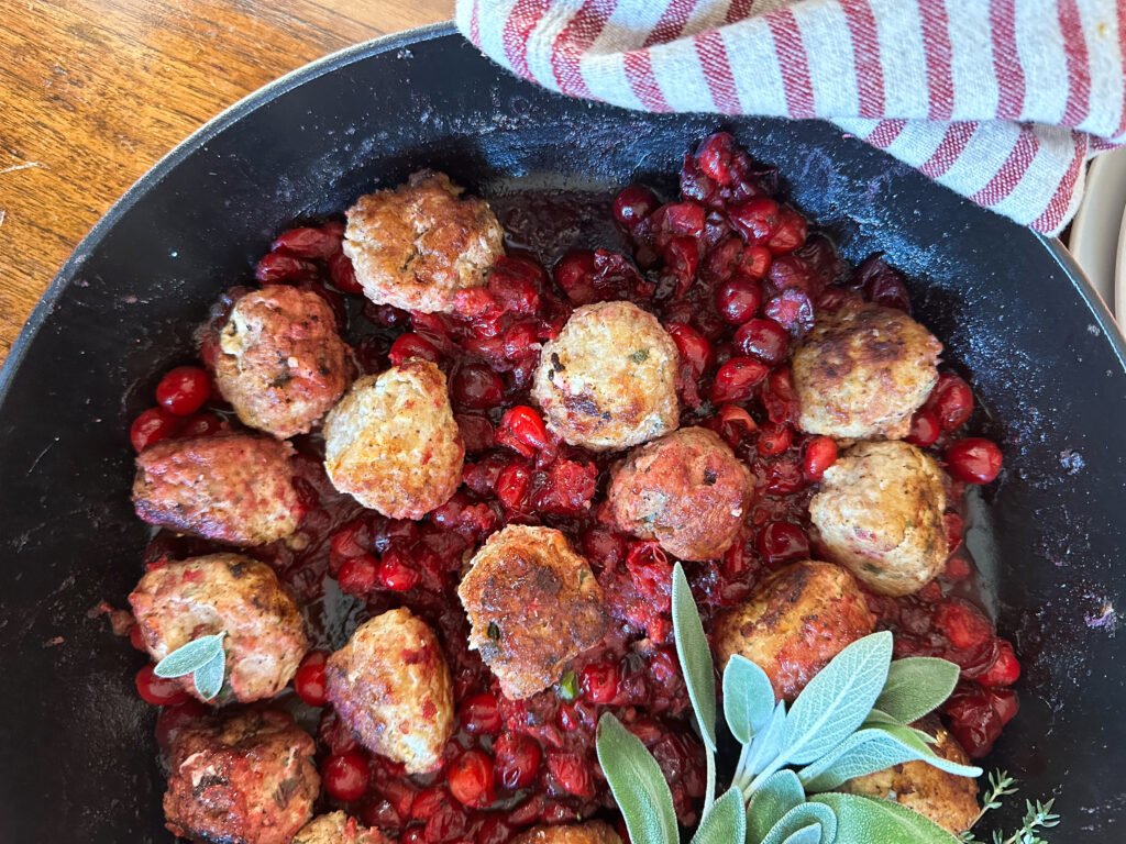 Turkey Herb and Goat Cheese Meatballs - close up