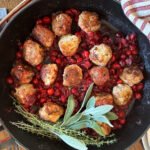 Herby Turkey Meatballs smothered in a Cranberry Orange Sauce.