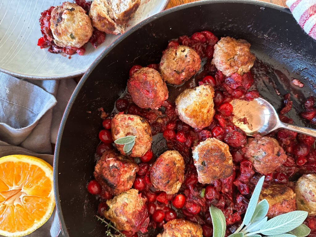 Turkey Herb and Goat Cheese Meatballs - close up