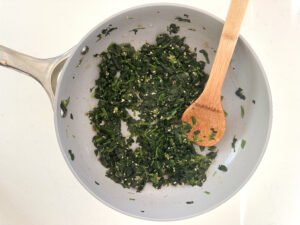 Spinach cooked with garlic and shallot.