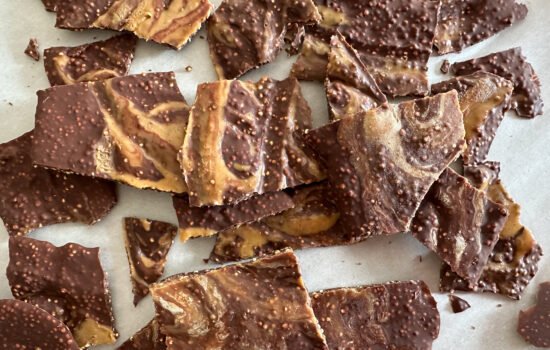 Popped Quinoa Chocolate Peanut Butter Bark