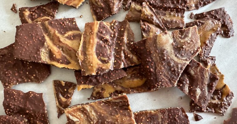 Popped Quinoa Chocolate Peanut Butter Bark