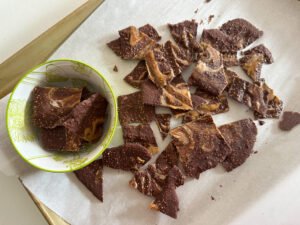 Popped Quinoa Chocolate Peanut Butter Bark