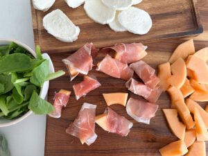 Cantelope wrapped prosciutto