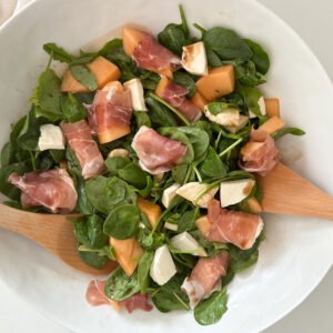 Melon Prosciutto Spinach Salad