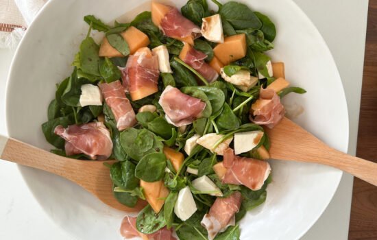 Melon Prosciutto Spinach Salad