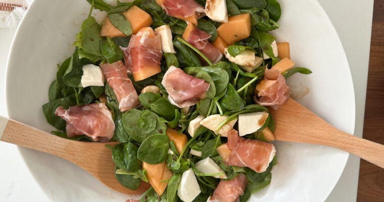 Melon Prosciutto Spinach Salad