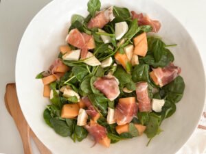 Melon Prosciutto Spinach Salad