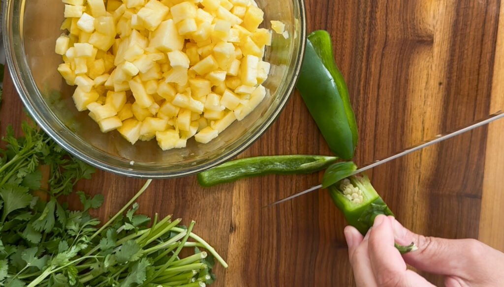 Cutting a jalapeño