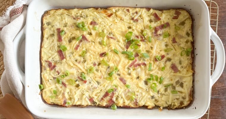 Green Chile Egg and Hash Brown Casserole