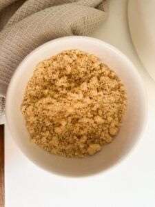 Panko breadcrumbs and butter combined for the topping