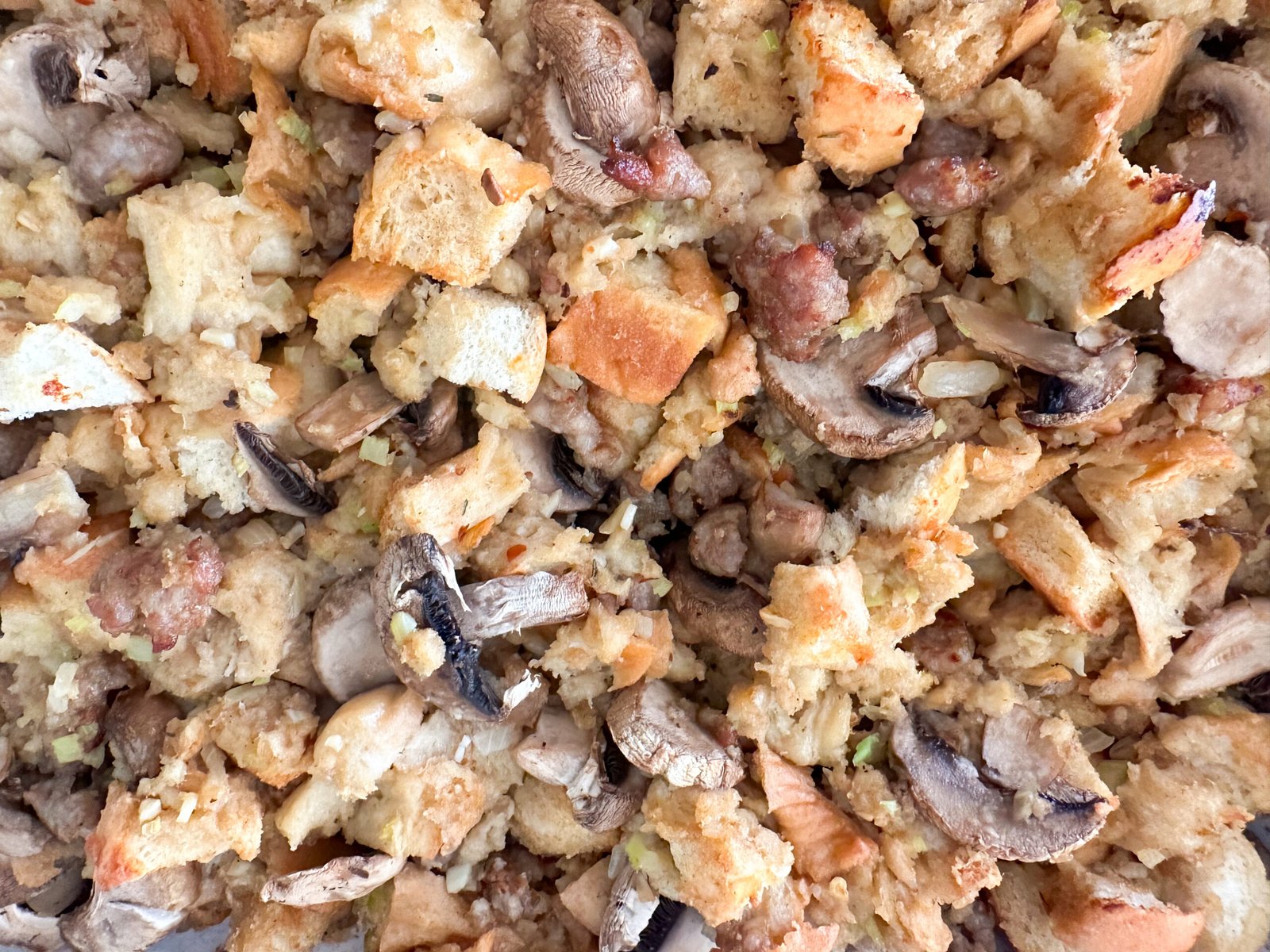 'Shroom and Sausage Stuffing Close Up